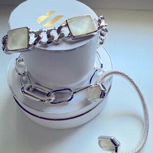 Bomb party spring stacks Elegant genuine mother of pearl in silver plating